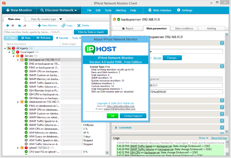 Windows 7 IPHost Network Monitor Freeware 5.3.14150 full